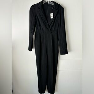 Pinstripe long sleeve black jumpsuit - Brand New**